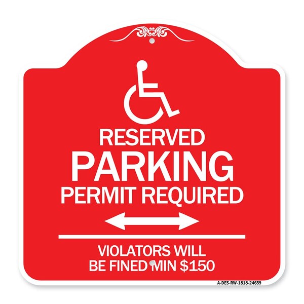 Signmission Connecticut Reserved Parking Permit Required Violators Fined Min $150 Alum, 18" x 18", RW-1818-24659 A-DES-RW-1818-24659 - main